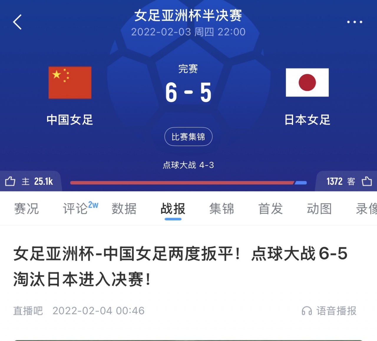 英超2025-日本女足近4届亚洲杯3次夺冠，唯一一次是半决赛遭中国女足淘汰